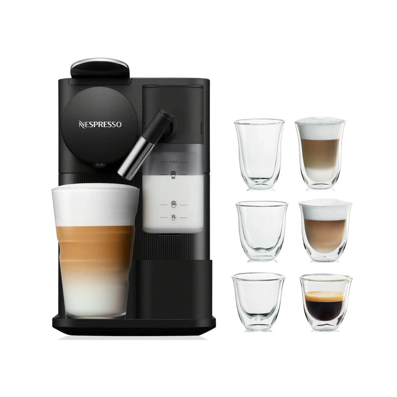 De'Longhi Package - Nespresso Lattissima One Single Serve Espresso Coffee Machine with Espresso Glass Set