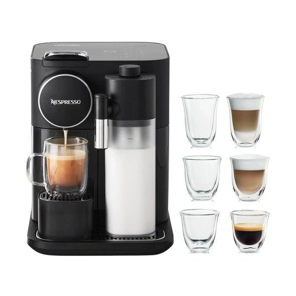 De'Longhi Package - Gran Latissima Nespresso Espresso Coffee Machine with Espresso Glass Set