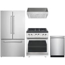 Forza 4-Piece Appliance Package - 30-Inch Gas Range, Pro-Style Range Hood, 24-Inch Dishwasher and Refrigerator in Stainless Steel