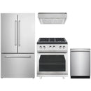 Forza 4-Piece Appliance Package - 30-Inch Gas Range, Pro-Style Range Hood, 24-Inch Dishwasher and Refrigerator in Stainless Steel