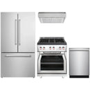 Forza 4-Piece Appliance Package - 30-Inch Gas Range, Pro-Style Range Hood, 24-Inch Dishwasher in Stainless Steel and Refrigerator in Stainless Steel