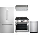 Forza 4-Piece Appliance Package - 36-Inch Dual Fuel Range, Pro-Style Range Hood, 24-Inch Dishwasher and Refrigerator in Stainless Steel