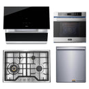 ROBAM 4-Piece Appliance Package - 30-Inch 4 Burners Gas Cooktop, Under Cabinet/Wall Mounted Range Hood, Dishwasher and Wall Oven in Stainless Steel