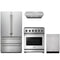 Thor Kitchen 4-Piece Appliance Package - 30-Inch Natural Gas Range, French Door Refrigerator, Under Cabinet Hood, & Dishwasher in Stainless Steel