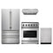 Thor Kitchen 4-Piece Appliance Package - 30-Inch Natural Gas Range, French Door Refrigerator, Under Cabinet Hood, & Dishwasher in Stainless Steel