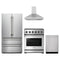 Thor Kitchen 4-Piece Appliance Package - 30-Inch Natural Gas Range, French Door Refrigerator, Wall Mount Hood, & Dishwasher in Stainless Steel