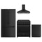 Thor Kitchen 4-Piece Appliance Package - 30-Inch Propane Gas Range, Counter-Depth Refrigerator, Wall Mount Hood, & Dishwasher in Black