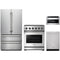 Thor Kitchen 4-Piece Appliance Package - 30-Inch Propane Gas Range, French Door Refrigerator, Dishwasher, & Microwave Drawer in Stainless Steel