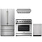 Thor Kitchen 4-Piece Appliance Package - 36-Inch Natural Gas Range, French Door Refrigerator, Under Cabinet Hood, & Dishwasher in Stainless Steel