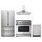 Thor Kitchen 4-Piece Appliance Package - 36-Inch Natural Gas Range, French Door Refrigerator, Wall Mount Hood, & Dishwasher in Stainless Steel