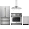Thor Kitchen 4-Piece Appliance Package - 36-Inch Natural Gas Range, French Door Refrigerator, Wall Mount Hood, & Dishwasher in Stainless Steel