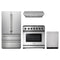 Thor Kitchen 4-Piece Appliance Package - 36-Inch Propane Gas Range, French Door Refrigerator, Under Cabinet Hood, & Dishwasher in Stainless Steel