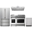 Stainless steel Thor Kitchen appliance package with 48-inch range, range hood, french door refrigerator, dishwasher