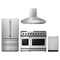 Thor Kitchen 4-Piece Appliance Package - 48-Inch Natural Gas Range, French Door Refrigerator, Wall Mount Hood, & Dishwasher in Stainless Steel