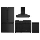Thor Kitchen 4-Piece Appliance Package - 48-Inch Natural Gas Range, 36-Inch Refrigerator, 36-Inch Wall Mount Range Hood, & 24-Inch Dishwasher in Black