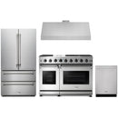 Stainless steel Thor Kitchen appliance package with 48-inch range, range hood, french door refrigerator, dishwasher