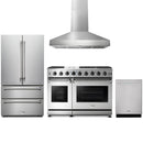 Stainless steel Thor Kitchen appliance package with 48-inch range, range hood, french door refrigerator, dishwasher