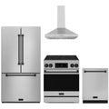 Gordon Ramsay by Thor Kitchen 4-Piece Appliance Package -  30-Inch Electric Range,  Wall Mount Range Hood, 36-Inch French Door Refrigerator, and Dishwasher in Stainless Steel with Black Trim