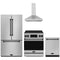 Gordon Ramsay by Thor Kitchen 4-Piece Appliance Package -  30-Inch Electric Range,  Wall Mount Range Hood, 36-Inch French Door Refrigerator, and Dishwasher in Stainless Steel with Black Trim