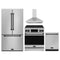 Gordon Ramsay by Thor Kitchen 4-Piece Appliance Package -  30-Inch Electric Range,  Wall Mount Range Hood, 36-Inch French Door Refrigerator, and Dishwasher in Stainless Steel with Black Trim