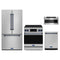 Gordon Ramsay by Thor Kitchen 4-Piece Appliance Package - 30-Inch Electric Range with Tilt Panel, Counter-Depth Refrigerator, Dishwasher, & Microwave Drawer in Stainless Steel with Blue Trim