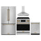 Gordon Ramsay by Thor Kitchen 4-Piece Appliance Package -  30-Inch Electric Range,  Wall Mount Range Hood, 36-Inch French Door Refrigerator, and Dishwasher in Stainless Steel with Bronze Trim