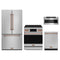 Gordon Ramsay by Thor Kitchen 4-Piece Appliance Package - 30-Inch Electric Range with Tilt Panel, Counter-Depth Refrigerator, Dishwasher, & Microwave Drawer in Stainless Steel with Rose Gold Trim