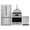 Gordon Ramsay by Thor Kitchen 4-Piece Appliance Package -  30-Inch Electric Range,  Wall Mount Range Hood, 36-Inch French Door Refrigerator, and Dishwasher in Stainless Steel with Rose Gold Trim