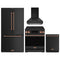 Gordon Ramsay by Thor Kitchen 4-Piece Appliance Package -  30-Inch Electric Range,  Wall Mount Range Hood, 36-Inch French Door Refrigerator, and Dishwasher in Black with Rose Gold Trim