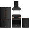 Gordon Ramsay by Thor Kitchen 4-Piece Appliance Package -  30-Inch Electric Range,  Wall Mount Range Hood, 36-Inch French Door Refrigerator, and Dishwasher in Black with Rose Gold Trim