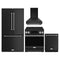 Gordon Ramsay by Thor Kitchen 4-Piece Appliance Package -  30-Inch Electric Range,  Wall Mount Range Hood, 36-Inch French Door Refrigerator, and Dishwasher in Black with Stainless Steel Trim