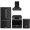 Gordon Ramsay by Thor Kitchen 4-Piece Appliance Package -  30-Inch Electric Range,  Wall Mount Range Hood, 36-Inch French Door Refrigerator, and Dishwasher in Black with Stainless Steel Trim