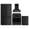 Gordon Ramsay by Thor Kitchen 4-Piece Appliance Package -  30-Inch Electric Range,  Wall Mount Range Hood, 36-Inch French Door Refrigerator, and Dishwasher in Black