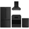 Gordon Ramsay by Thor Kitchen 4-Piece Appliance Package -  30-Inch Electric Range,  Wall Mount Range Hood, 36-Inch French Door Refrigerator, and Dishwasher in Black