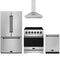 Gordon Ramsay by Thor Kitchen 4-Piece Appliance Package - 30-Inch Electric Range, Counter-Depth Refrigerator, Wall Mount Hood, & Dishwasher in Stainless Steel with Black Trim