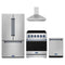 Gordon Ramsay by Thor Kitchen 4-Piece Appliance Package - 30-Inch Electric Range, Counter-Depth Refrigerator, Wall Mount Hood, & Dishwasher in Stainless Steel with Blue Trim