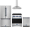 Gordon Ramsay by Thor Kitchen 4-Piece Appliance Package - 30-Inch Electric Range, Counter-Depth Refrigerator, Wall Mount Hood, & Dishwasher in Stainless Steel with Blue Trim