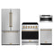 Gordon Ramsay by Thor Kitchen 4-Piece Appliance Package - 30-Inch Electric Range, Counter-Depth Refrigerator, Dishwasher, & Microwave Drawer in Stainless Steel with Bronze Trim