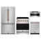 Gordon Ramsay by Thor Kitchen 4-Piece Appliance Package - 30-Inch Electric Range, Counter-Depth Refrigerator, Dishwasher, & Microwave Drawer in Stainless Steel with Rose Gold Trim