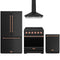 Gordon Ramsay by Thor Kitchen 4-Piece Appliance Package - 30-Inch Electric Range, Counter-Depth Refrigerator, Wall Mount Hood, & Dishwasher in Black with Rose Gold Trim