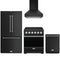 Gordon Ramsay by Thor Kitchen 4-Piece Appliance Package - 30-Inch Electric Range, Counter-Depth Refrigerator, Wall Mount Hood, & Dishwasher in Black with Stainless Steel Trim