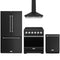 Gordon Ramsay by Thor Kitchen 4-Piece Appliance Package - 30-Inch Electric Range, Counter-Depth Refrigerator, Wall Mount Hood, & Dishwasher in Black with Stainless Steel Trim