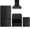 Gordon Ramsay by Thor Kitchen 4-Piece Appliance Package - 30-Inch Electric Range, Counter-Depth Refrigerator, Wall Mount Hood, & Dishwasher in Black