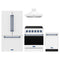 Gordon Ramsay by Thor Kitchen 4-Piece Appliance Package - 30-Inch Electric Range, Counter-Depth Refrigerator, Wall Mount Hood, & Dishwasher in White with Blue Trim
