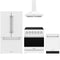 Gordon Ramsay by Thor Kitchen 4-Piece Appliance Package - 30-Inch Electric Range, French Door Refrigerator, Wall Mount Hood, & Dishwasher in White