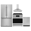Gordon Ramsay by Thor Kitchen 4-Piece Appliance Package -  30-Inch Electric Range,  Wall Mount Range Hood, 36-Inch French Door Refrigerator, and Dishwasher in Stainless Steel
