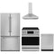 Gordon Ramsay by Thor Kitchen 4-Piece Appliance Package -  30-Inch Electric Range,  Wall Mount Range Hood, 36-Inch French Door Refrigerator, and Dishwasher in Stainless Steel