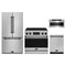 Gordon Ramsay by Thor Kitchen 4-Piece Appliance Package - 36-Inch Electric Range with Tilt Panel, Counter-Depth Refrigerator, Dishwasher, & Microwave Drawer in Stainless Steel with Black Trim