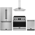Gordon Ramsay by Thor Kitchen 4-Piece Appliance Package -  36-Inch Electric Range, Wall Mount Range Hood, 36-Inch French Door Refrigerator, and Dishwasher in Stainless Steel with Black Trim