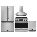 Gordon Ramsay by Thor Kitchen 4-Piece Appliance Package -  36-Inch Electric Range, Wall Mount Range Hood, 36-Inch French Door Refrigerator, and Dishwasher in Stainless Steel with Black Trim